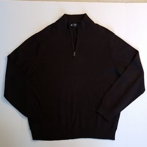 J Crew Mens Cotton Sweater 1/4 Zip XL Black